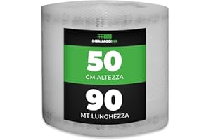 ImballaggiPer Rotolo Pluriball 0,5 x 90 mt 35gr/mq con HD, Bobina per Imballaggio e Spedizione, Ideale per Trasloco, Trasporto e Protezione Oggetti