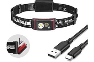 klarus HM5 800 lumen ultra sottile leggero trail running lampada frontale con luce rossa, doppio interruttore, 105 ore di autonomia, IPX6, impermeabile, per corsa, campeggio, escursionismo, caccia