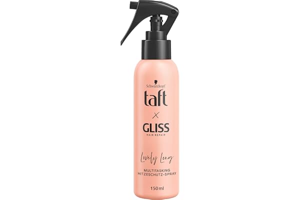 Taft x Gliss Lovely Long Spray de protection contre la chaleur (150 ml), spray multitâche offrant une protection contre la chaleur jusqu'à 230 °, une protection contre les pointes fourchues et des