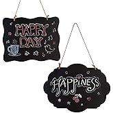Double Sided Hanging Chalkboard Signs Wooden Erasable Message Board Rustic Chalkboard Hanging Signs Rectangle Message Memo Display With Rope For - View #4