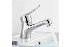 Ibergrif Miscelatore Monocomando Bagno con Flessibili Acqua Calda Fredda 3/8 Pollici da 40 cm, Miscelatore Lavabo Installazione Facile, Installazioni Bagno per Lavelli, Ottone Cromato