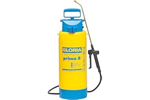 ‎GLORIA GLORIA Drucksprüher prima 8 | 8 L Gartenspritze mit 3 bar für große Gärten | Messing-Sprühlanze & Düse | Restmengenentleerung | Für Bewässerung, Pflanzenschutz & Unkrautentfernung