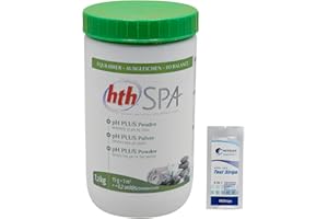 HEXAGON PISCINE ET SPA HTH Spa pH Plus Poudre - 1,2kg | Correcteur de pH Solide - Augmente Le pH - Dissolution Rapide + 10 Tests HPS OFFERTS 6 en 1