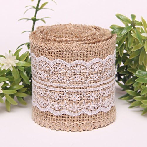 Vintage 2m Wedding Burlap Garland Jute Lace Natural Hessian Ribbon Rustic Roll