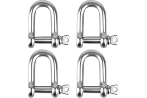 YINGD 4PCS M8 D Shackle Heavy Duty, Screw Pin Shackle M8 5/16", 304 Stainless Steel D Ring Shackle Lock for Marine Mounting, Camping, Sports, Hiking Accessories and Rope Chain Link