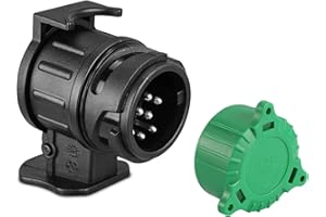 SPARKMOTO Adaptador Enchufe Remolque de Coche 13 a 7 Pines,convertidor Enchufe Remolque 13 a 7 Pines para Coche, Caravana, Camión,Camper,conversor 13 a 7 Pines con Tapa Protectora Verde