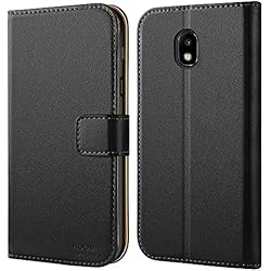 HOOMIL Funda para Samsung Galaxy J7 2017, Funda de Cuero PU Premium Carcasa para Samsung Galaxy J7 2017 (Negro)