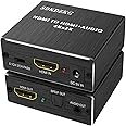 SDKDZKG 4K x 2K HDMI Audio Converter Extractor,HDMI to HDMI Audio and Optical TOSLINK SPDIF Audio Splitter Adapter with 3.5mm Stereo Audio Splitter Adapter,Black