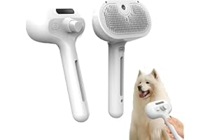 JOPWUE Baguette magique pour poils d'animaux, peigne d'épilation avec vapeur, brosses de massage 3 en 1 avec poignée, peigne pulvérisateur de nettoyage rechargeable, démêlage long/court, pour chat et chien
