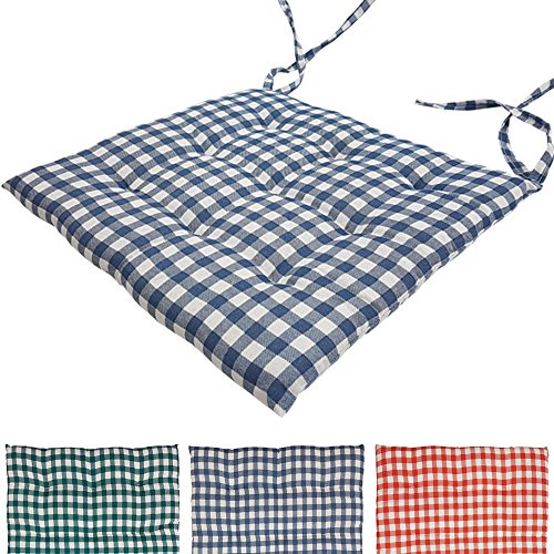proheim Stuhlkissen Karo 40 x 40 cm 9er Steppung in Blau gepolstertes Sitzkissen bequeme & komfortable Sitzauflage in Sparsets - Farbwahl