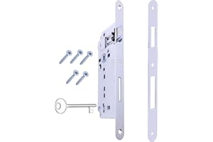 GAMOBIFER Serratura per Porta Interna a Incasso AGB serie PATENT GRANDE. Entrata 50, Interasse 90. (Fronte 18x238, SCROCCO - CATENACCIO - CHIAVE, NICHELATO Lucido)