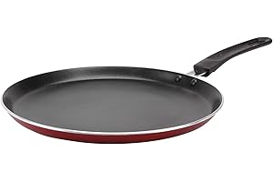 Crealys 519968 Crépière Aluminium pressé CERISE Ø 28 cm - Revêtement anti-adhésif - Coloris Rouge métallisé - Poêle à crêpes tous feux dont induction