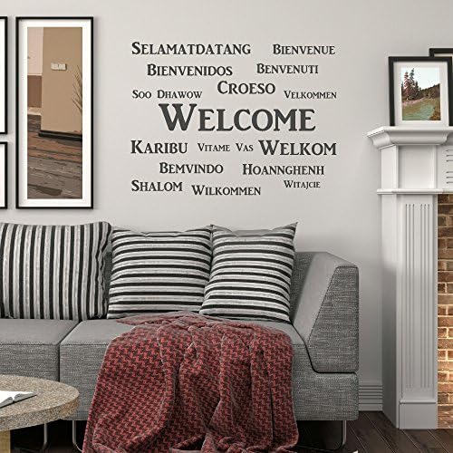LaoGraphics® Welcome Multi Language Hallway Quote Wall Stickers, Vinyl Art Transfers, Art Interior Decal Graphics, Removable Contemporary Décor, Gift Idea zzz-qu50