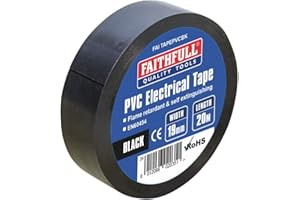 Faithfull FAITAPEPVCBK Black PVC Electrical Tape 19 mm x 20 m