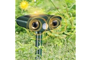 FIOLOM Cat Scarer Solar Powered Waterproof Cat Repellent Fox Repellent Garden Ultrasonic Pet Deterrents Solar Animal Repeller Outdoor with Motion Sensor for Bird Dog Rabbit Deer Rat Rodent Raccoon