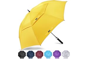 ZOMAKE Ombrello da Golf Grande 172cm - Automatico Ombrelli Pioggia Grandi Resistente Antivento Con Doppio Baldacchino - Extra Large Umbrella Per Uomo Donna(Giallo)
