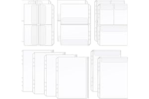 DOPENSPI Lot de 12 Pochette Plastique A5 6 trous, pochettes transparentes et étanches pour documents, pochettes pour feuilles mobiles, pochettes pour documents photo, tampons