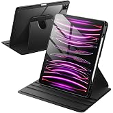 iPad Pro 11 in&ccedil; 2025 M5 &Ccedil;ipli 360 Derece D&ouml;nebilen Standlı Pino iPad Tablet Kılıfı Siyah