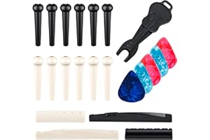 Olycism Kit di Accessori per Chitarra da 22 Pezzi Inclusi Plettri per Chitarra Sella e Dado per ossa di chitarra e perno ponte per chitarra e Estrattore per perno del ponte della chitarra