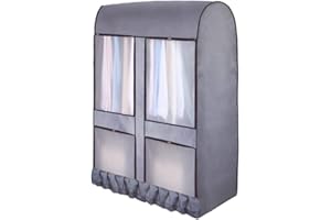 SGERSTE Abdeckung für Kleiderständer – Staubschutz, Kleiderständer, Aufbewahrungstasche, Kleiderstange, Displayschutzfolie mit Reißverschluss (120 x 150 x 50 cm, Grau)