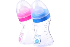 Esoes succion Bouteille - Ensemble d'allaitement biberon en Silicone tétine Brosse kit d'eau/Bouteille de Lait pour Chien Chiot Chat Chaton 180 ML Bouteilles en Pet (Couleur aléatoire)