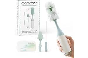Momcozy Kit de goupillon pour bébé avec Technologie de Mousse à Pression, goupillon en Silicone pour biberons, Tire-Lait et tétine, sans BPA, Nettoyage à 360 ° et étui de Voyage
