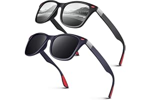 LINVO Gafas de Sol Hombre Mujer Polarizadas Ligeras TR90 Clásicas Rectangulares 100% Protección UV400 Conducir Pesca Gafas