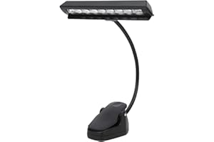 LiebeWH Lampada a clip per leggio musicale, lampada a LED, nero, ABS e metallo, paralume silicone bianco, ufficio, stile moderno, tecnologia per occhi