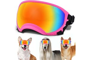 NICERINC PET Dog Sunglasses, Dog Goggles with Adjustable Strap, UV Protection, Windproof, Suitable for Small Medium-Dogs, Dogs Eyes Protection