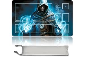 MPLR BOARD GAME Juego de mesa MTG Playmat + bolsa impermeable gratis, bordes cosidos, para entusiastas de la tarjeta TCG Playmat Mouse Pad MTG Alfombrilla de juego con zonas (original Playmat) (con zona, Jace)