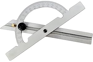 WRS WINTERHOFF WRS - Transportador de ángulos con riel ajustable, 10 – 170 °, resistente al óxido, cromado mate, con tornillo de fijación de metal, en estuche, 100 x 150 mm