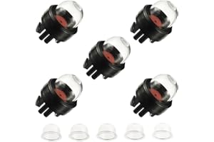 HUAREW 5 Pièces Ampoule Amorçage D'essence+5 Pièces Carburateur Capsule D'allumage Pompe, Ampoule de Carburant Pompe, Bulle D'huile de Carburateur, pour Stihl/Weed Eater/McCulloch/Ryobi Echo