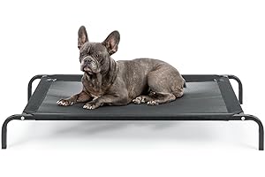 lionto Lettino rialzato per Cani Ideale per Giardino e Outdoor, (M) 106x62 cm Nero