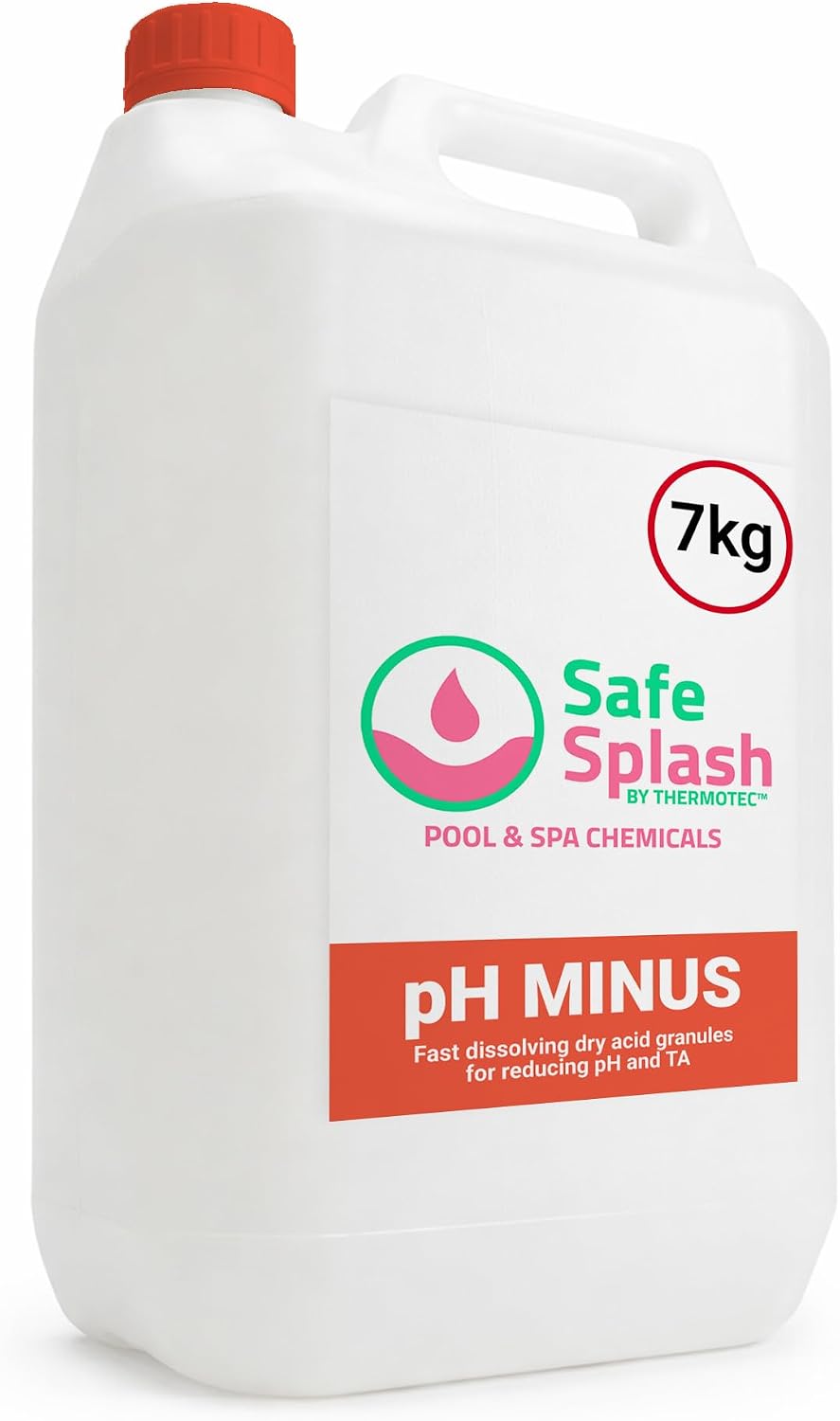 Safe Splash pH Minus 7kg Granules – pH Reducer for Hot Tub & Swimming Pool Water, pH Down for Spas, Inflatable & Garden Pools, Easy Dosing for Clear Comfortable Water