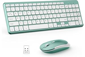 KIZHAH Wireless Keyboard and Mouse Set, 2.4 GHz Wireless USB Keyboard and Mouse Combo with USB recevier, Slim Ergonomic Keyboard for Windows, Computer, PC, Notebook, QWERTY UK Layout