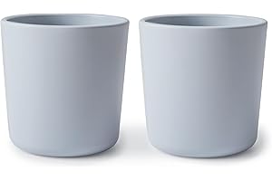 mushie 2 x Trinkbecher für Kinder | Hergestellt in Dänemark | BPA-Frei & Spülmaschinenfest | Sichere, Hochwertige & Langlebige Erstausstattung für Kleinkinder Jungs & Mädchen | (Cloud)