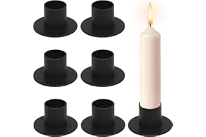Votoko 6 Stück Kerzenhalter für Stabkerzen, Matt Schwarz Kerzenständer aus Metall, Vintage Eisen Stabkerzenhalter, Spitzkerzenhaltern für Hochzeit Weihnachten Party Esstisch Mantel Dekoration
