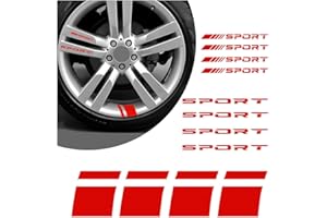 GTLM 12 Piezas Deportivo Pegatinas, Vinilo Reflectante Calcomanías para Coche Decoración, Universal Multicolor para Llanta, Accesorios (Rojo)