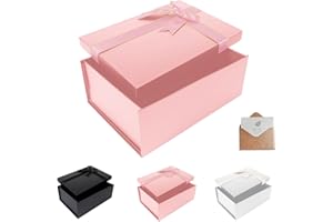 DAWNTREES Geschenkbox mit Deckel,22.5x16x8.5cm,Rosa Geschenkverpackungskasten mit Grußkarten,Gift Box,Geeignet für Vatertag, Muttertag, Weihnachten, Ostern, Valentinstag und Geburtstagsverpackung