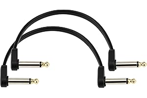 Planet Waves D'Addario Guitar Cable - Guitar Patch Cable - Instrument Cable - Guitar Accessories - Flat Patch Cable - 6 Inch/152.4 MM - Offset Right Angle - 2 Pack
