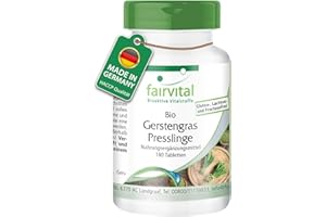 Fairvital | Comprimés d'herbe d'orge bio - 180 comprimés - Haute biodisponibilité - qualité contrôlée et haute dose - 100% végétalien - Made in Germany