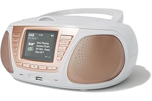 Portable CD Player with DAB/DAB+/FM Digital Radio | Bluetooth & USB MP3 Player | Large Display | Battery & Mains Powered (6x”C”) | Perfect for Home, Office or Outdoors | AZATOM Zenith Z4 (White)