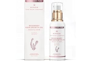 KINGS THE HAIR COMPANY Kings 100% Natural Rosemary Oil with Biotin, Promotes Hair Growth & Prevents Loss, Organic Rosemary Oil for Hair Growth - Hair fall Solution for Dry, Damaged Hair for Men and Women – 100 ml
