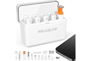 Maxsure iPhone Cleaning Kit 12 in 1, Airpods Cleaning Kit, Laptop Cleaner Kit, iPad/Phone Charging Port Cleaner Repair & Restore Tool,Multi Cleaner Tool Kit for USB C Port/Lightning Cables, White