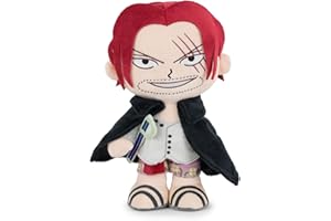BARRADO One Piece - Peluche dei Personaggi di One Piece - 28 centimetri - Rufy, Sanji, Roronoa Zoro,Shanks - Qualità Super Soft (Shanks)