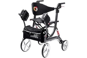 bescomedical Déambulateur hybride SPRING VARIO – Déambulateur léger 2-en-1 transformable en chaise roulante – Rollator fauteuil roulant ergonomique – Modèle M Gris Graphite