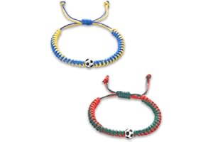 iuiiaii 2Pcs Football Bracelets for Boys, Adjustable Soccer Bracelet, Football Gifts for Girls Boys Friendship Bracelets Accessories Wristband to Fans Boy Girls Sport Spirit Gifts