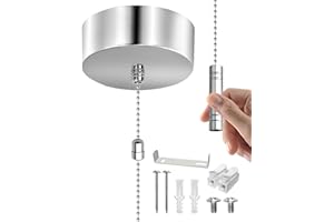 TobeBright Bathroom Light Pull Cord Switch with Chain Kit Ceiling Mounted Chrome Chain Kit Pendant Light Cord Pull Silver Bathroom Accessories EN 60669-1