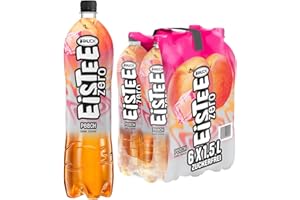 ‎RAUCH EISTEE Rauch Eistee Zero Peach | Zuckerfreie Erfrischung | Pfirsich Geschmack aus Schwarztee und Hagebutte | 6x 1,5 Liter PET Flasche