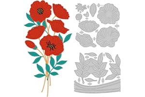 DELORIGIN 19 Styles Flowers Cutting Dies Card Borders Stitch Die Cut Carbon Steel Die Cuts Stencils Card Scrapbooking Embossing Template Dies for DIY Mother's Day Greeting Card Albums Gift Decor